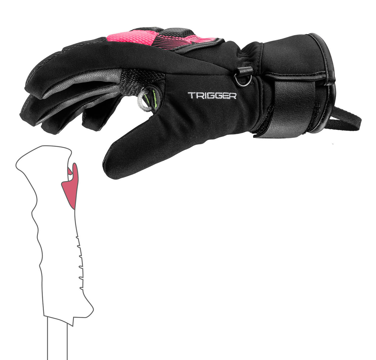 Leki WCR Core TR Junior Kinder Skihandschuhe Fingerlinge schwarz/pink