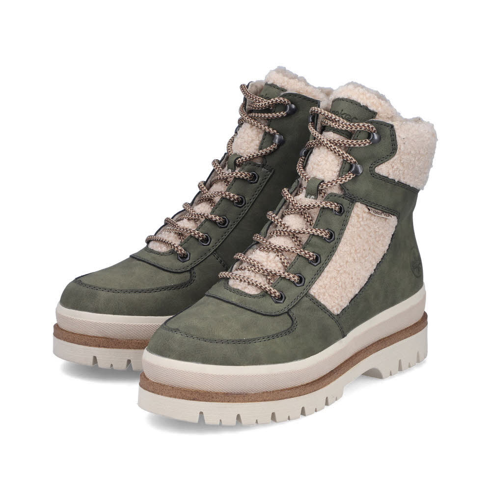 Rieker Damen Stiefelette Schnürstiefel Kurzstiefel gefüttert liane/beige