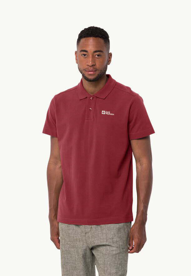 Jack Wolfskin Essential Herren Polo Poloshirt rot