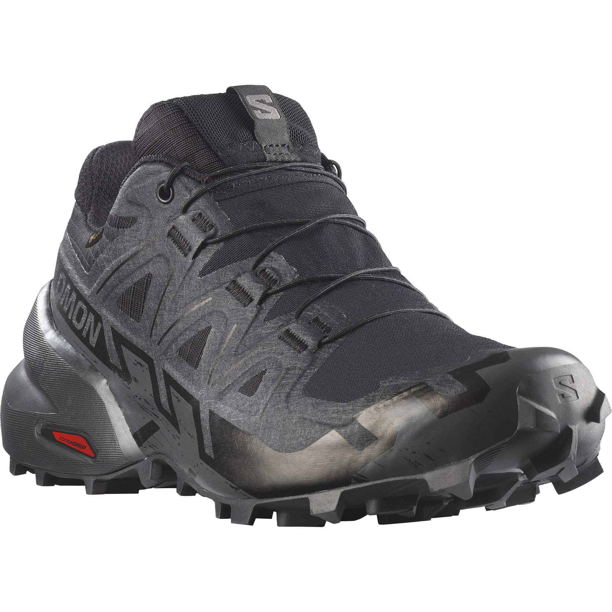Salomon Speedcross 6 GTX Trailrunning-Schuhe mit Quicklace Wetterfest Damen Schwarz