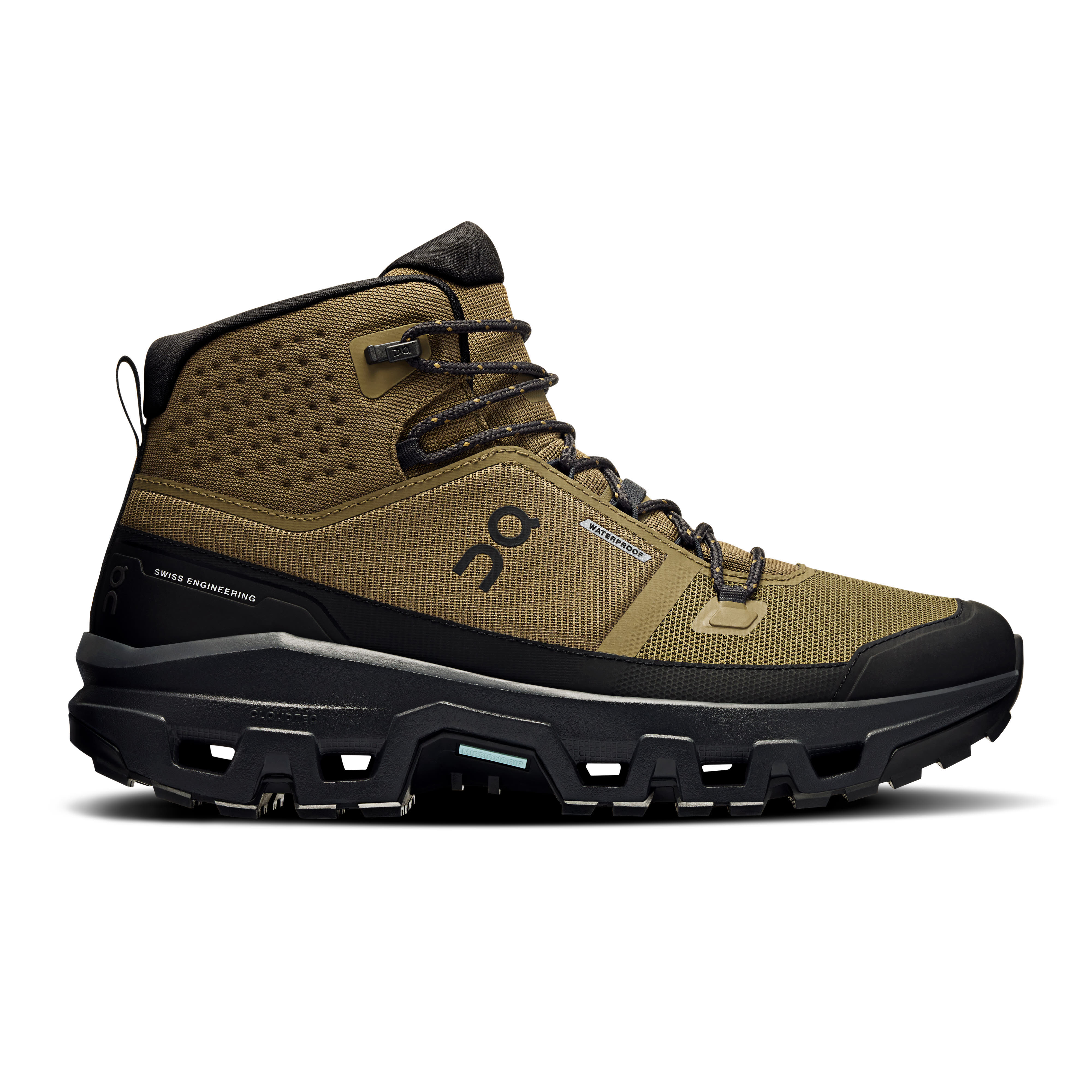 ON Cloudrock Mid WP Trekkingschuhe Wanderschuhe Herren hellbraun schwarz