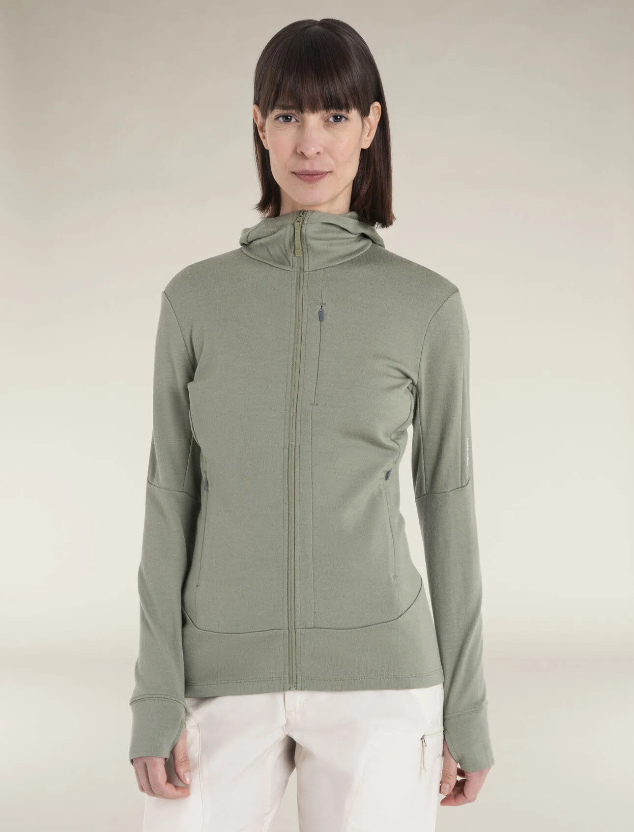 Icebreaker Merino 260 Quantum Zip-Hoodie Fleecejacke Damen olivgrün