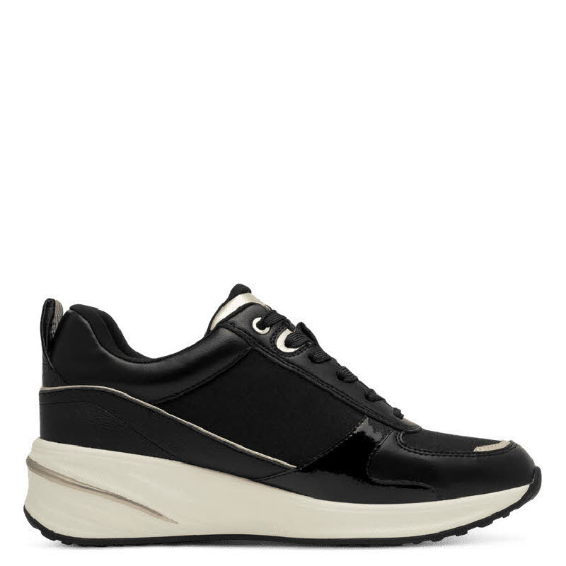 Tamaris Women Lace-up Damen Sneaker Low modisch blavk/gold