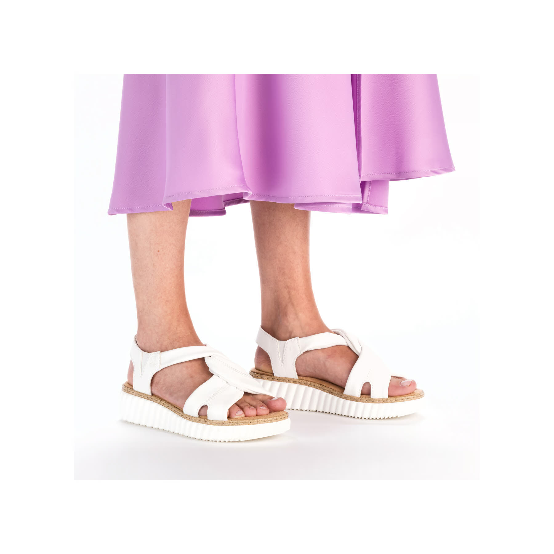 Rieker Damen Sandalen Keilsandaletten Modeschuhe weiß