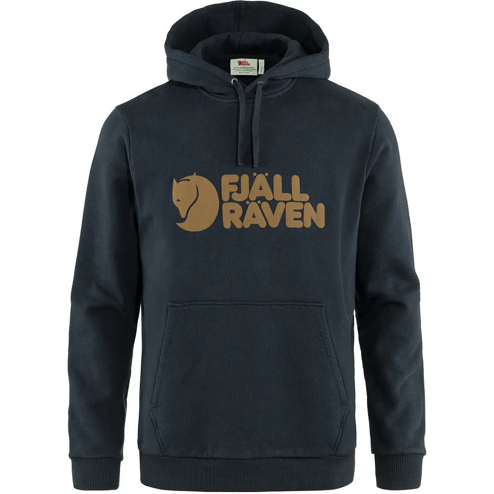 Fjällräven Logo Hoodie M Heren Kapuzenpullover dark navy