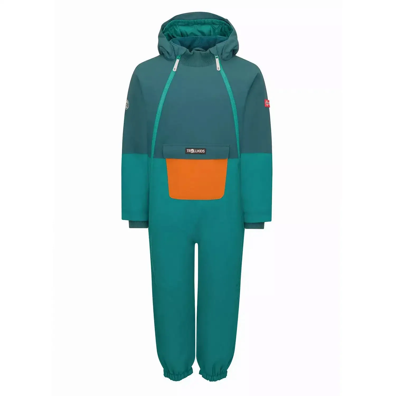 Trollkids Narvik Snowsuit Kinder Schneeanzug Overall mit Kapuze wasserdicht türkis