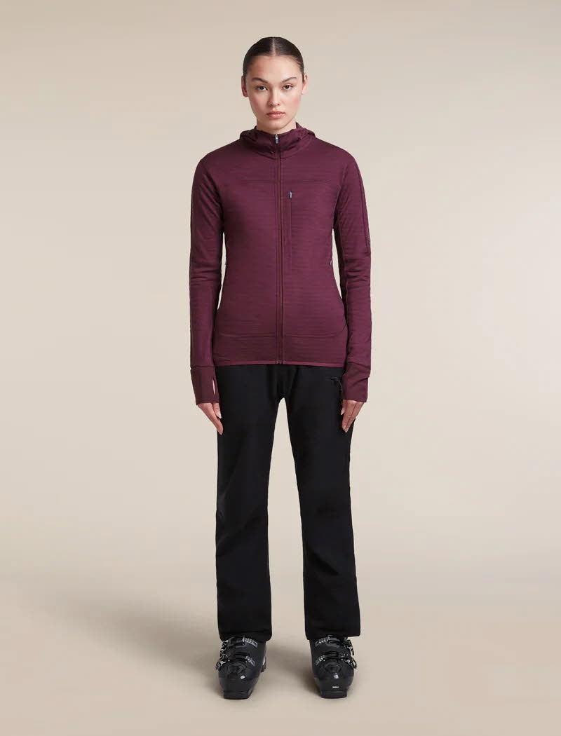ICEBREAKER DA MER 300 REALFLEECE DESC LS ZIP HOODY Damen Skirolli rot