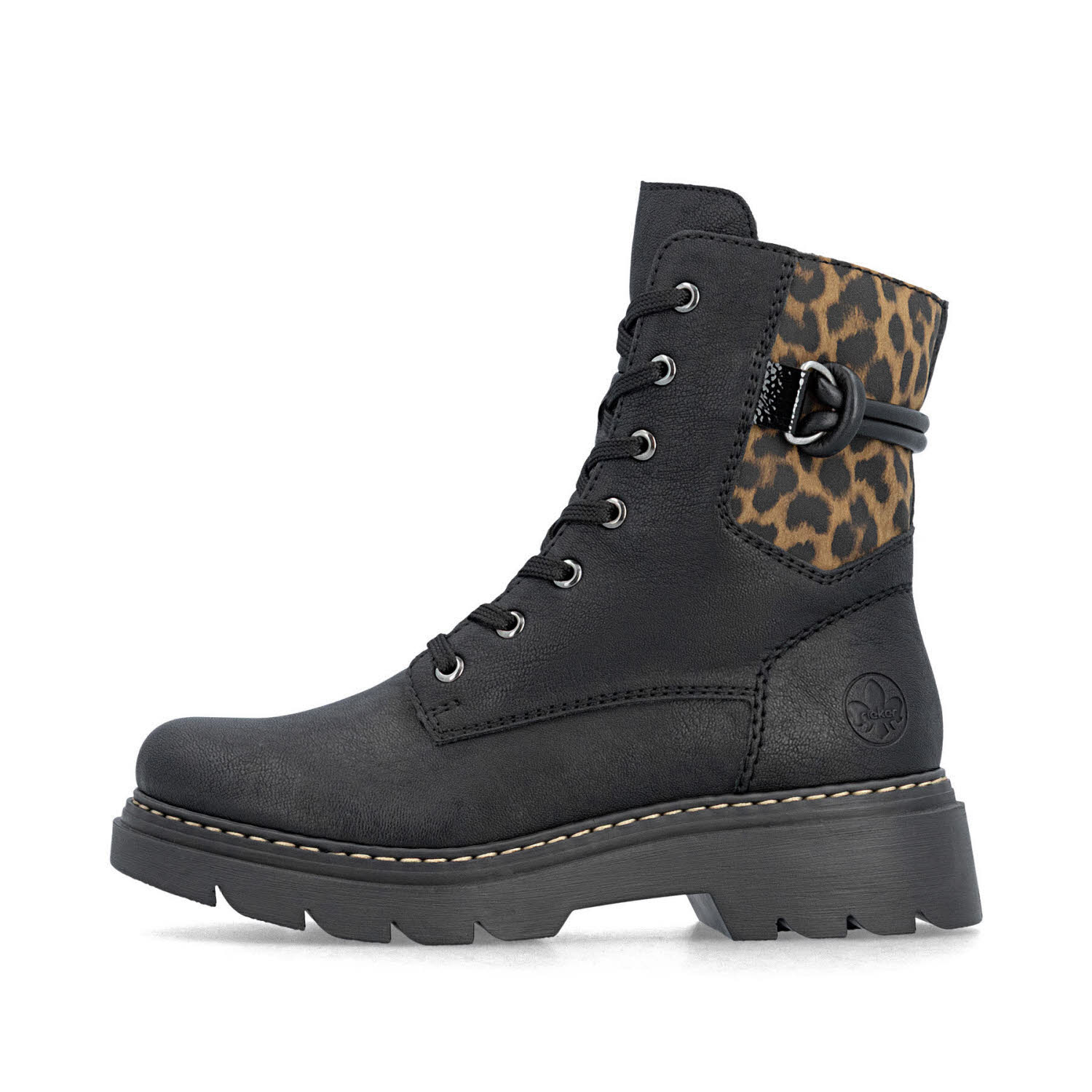 Rieker HWK Damen Stiefel Damen Modestiefel Biker Boots schwarz/braun