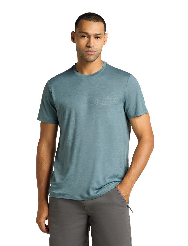 Icebreaker Merino 150 Tech Lite T-Shirt Single Line Camp Herren hellblau