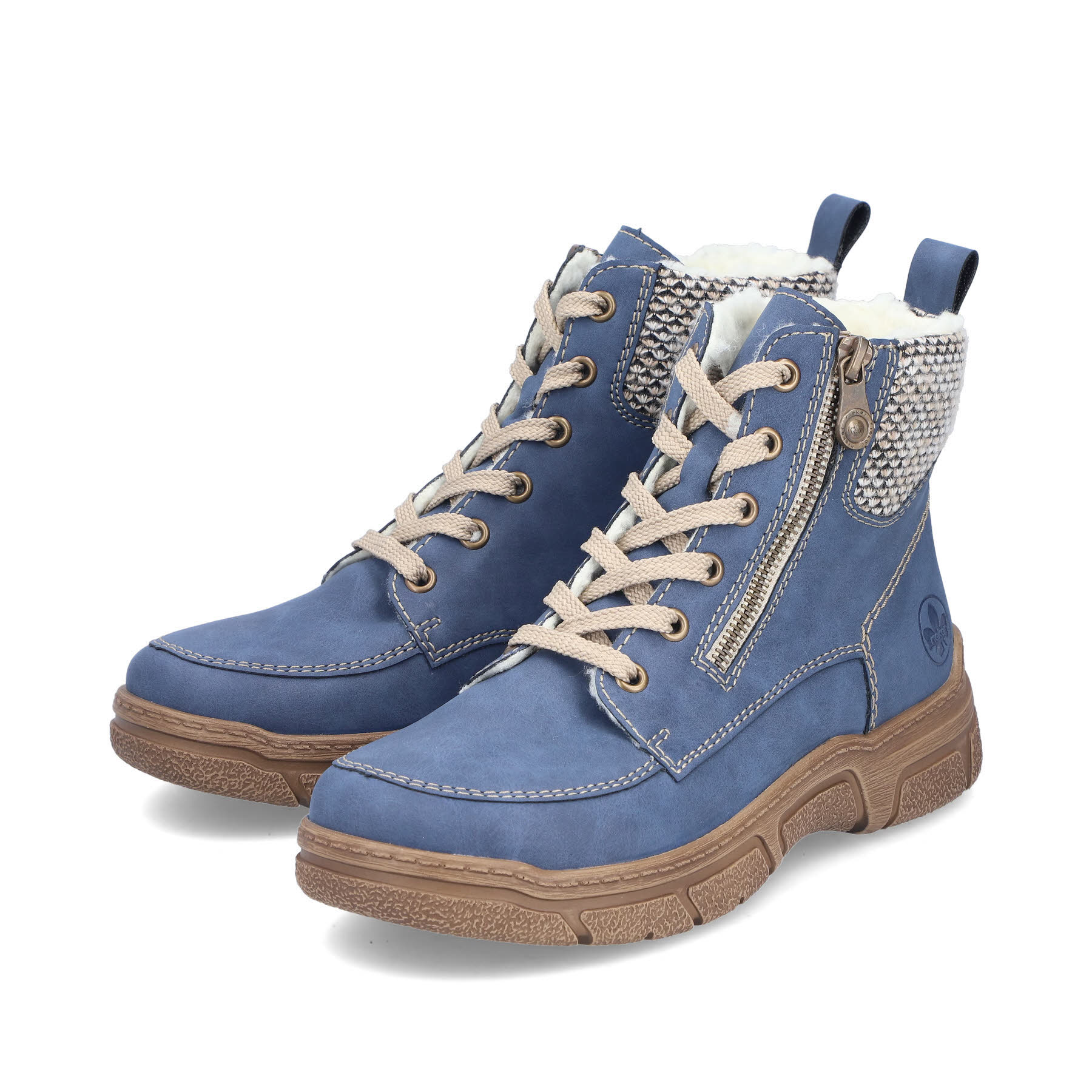Rieker Damen Schnürstiefel blau