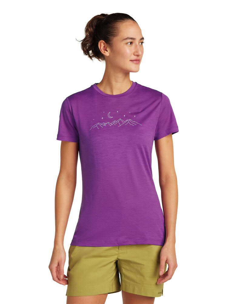 Icebreaker Merino 150 Tech Lite Kurzarm T-Shirt Sparkling Stars Damen lila