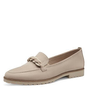 Tamaris Damen Lederslipper Modeschuh beige