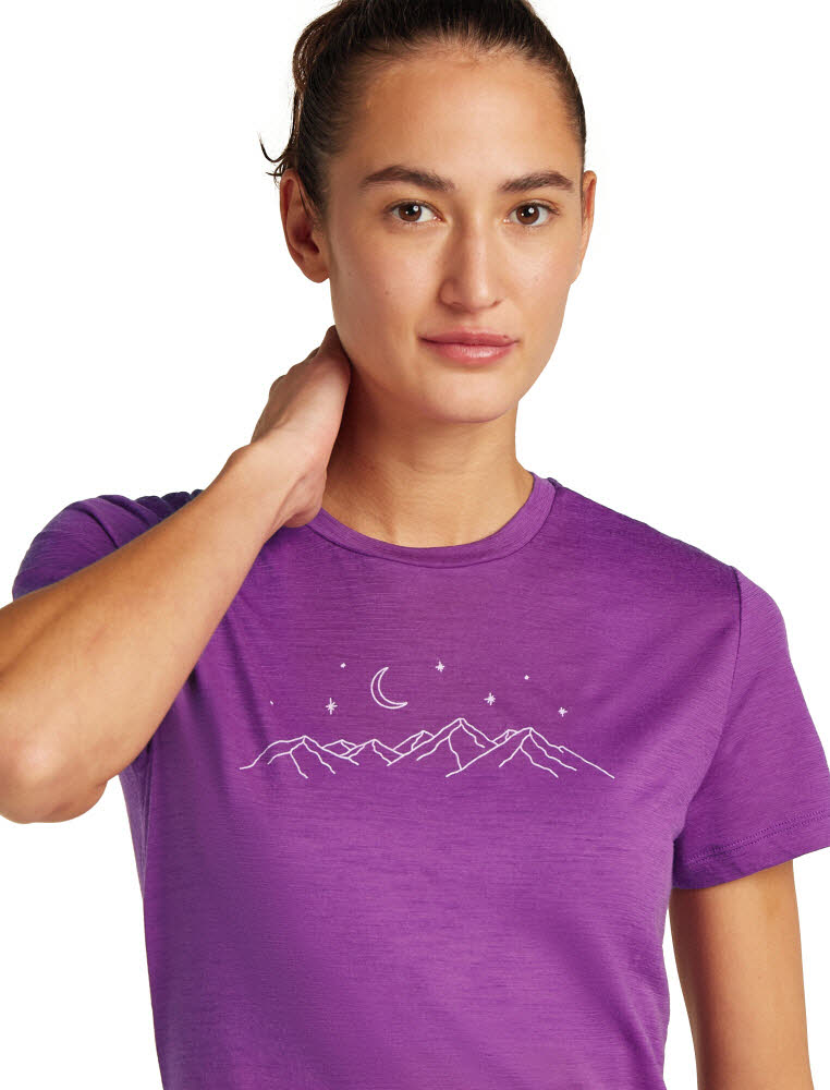Icebreaker Merino 150 Tech Lite Kurzarm T-Shirt Sparkling Stars Damen lila
