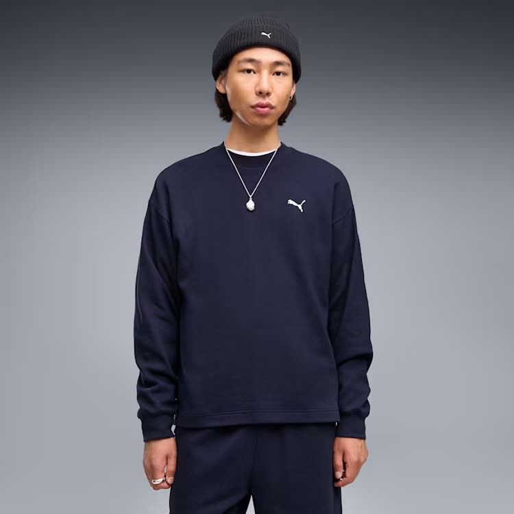 Puma ESS ELEVATED Relaxed Material Crew Herren Sweatshirt navy