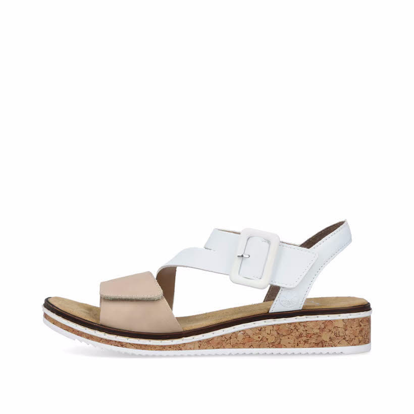 Rieker FSK Damen Sandalen Keilsandaletten weiß