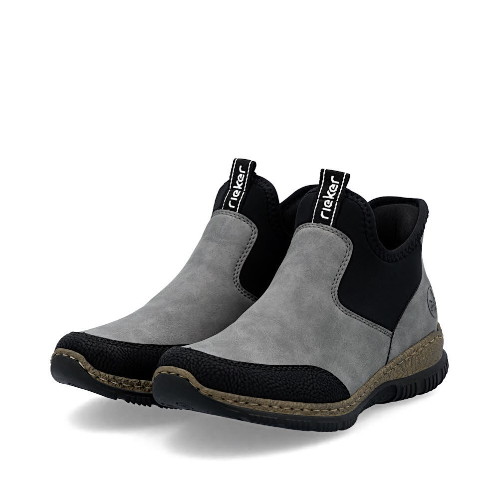 Rieker HWK Damen Stiefel Kurzstiefel grau/schwarz