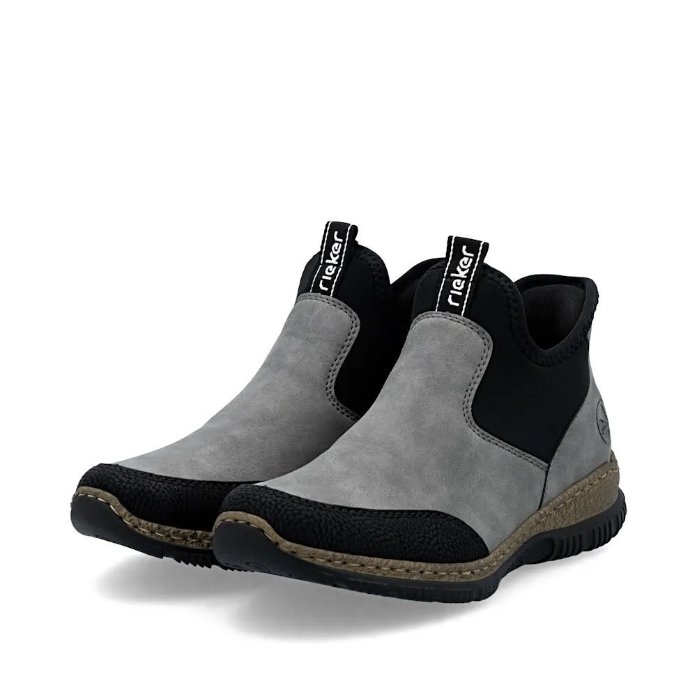 Rieker HWK Damen Stiefel Kurzstiefel grau/schwarz