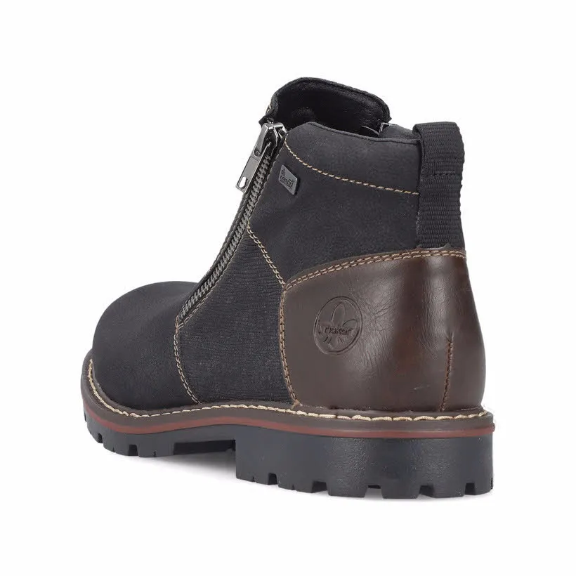 Rieker Herren Kurzstiefel Stiefelette Slipper gefüttert schwarz