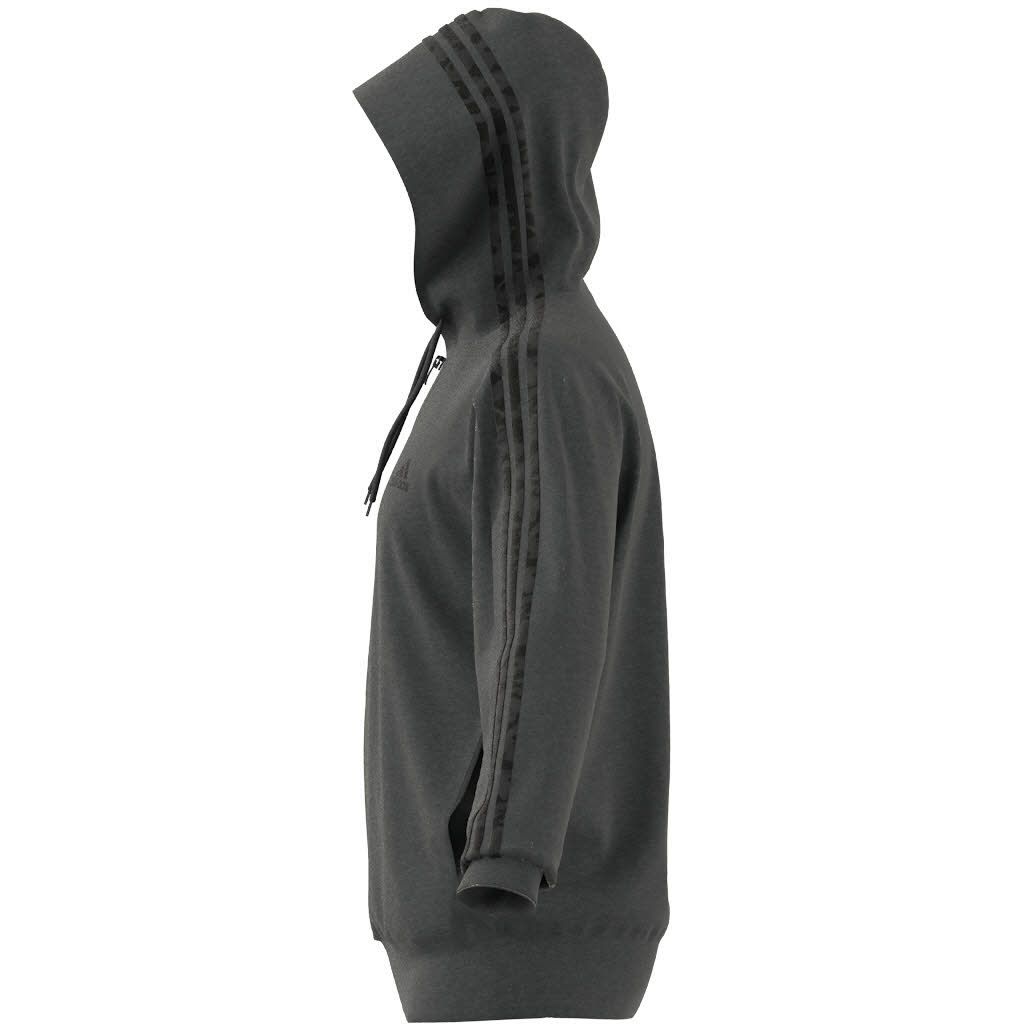 adidas M 3S FT FZ HD Herren Kapuzenjacke Trainingsweste grau NEU