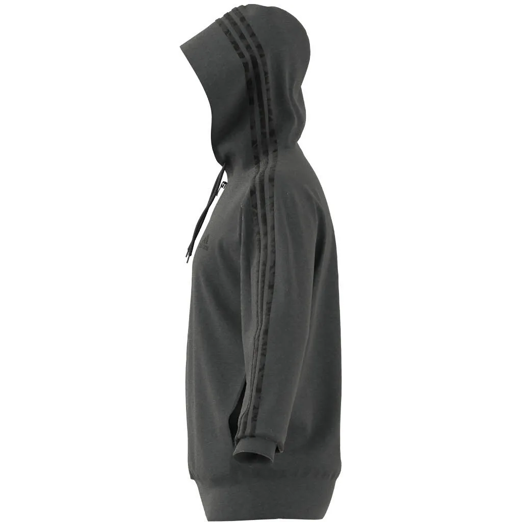 adidas M 3S FT FZ HD Herren Kapuzenjacke Trainingsweste grau NEU