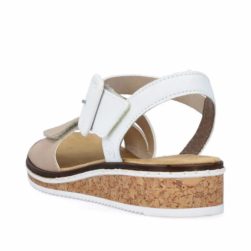 Rieker FSK Damen Sandalen Keilsandaletten weiß