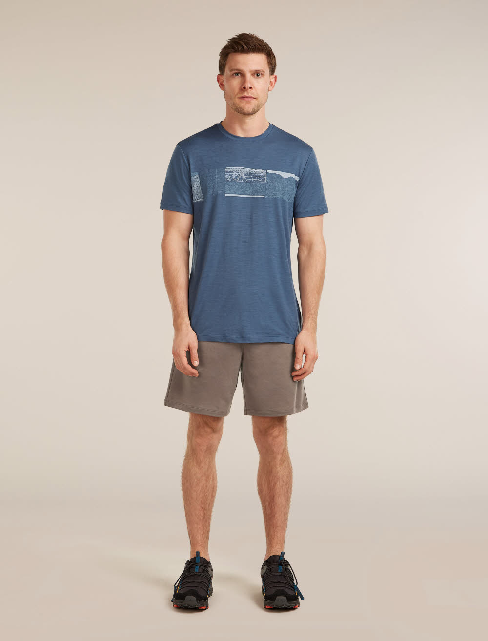 Icebreaker Merino 150 Tech Lite SS Tee Elevation Line Herren T-Shirt Funktionsshirt blau