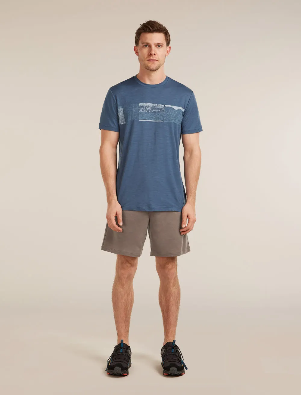 Icebreaker Merino 150 Tech Lite SS Tee Elevation Line Herren T-Shirt Funktionsshirt blau