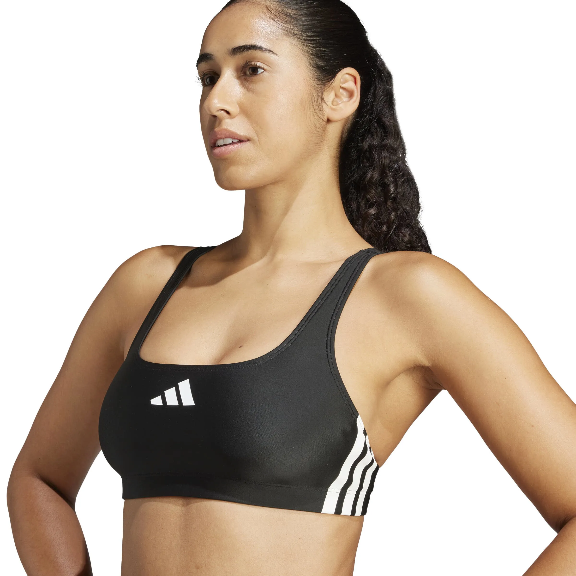 adidas 3-Streifen V-Back Bikini Set Oberteil + Hose Damen schwarz