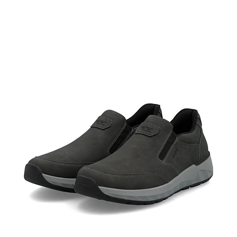 Rieker HWK Herren Halbschuhe Slipper grau