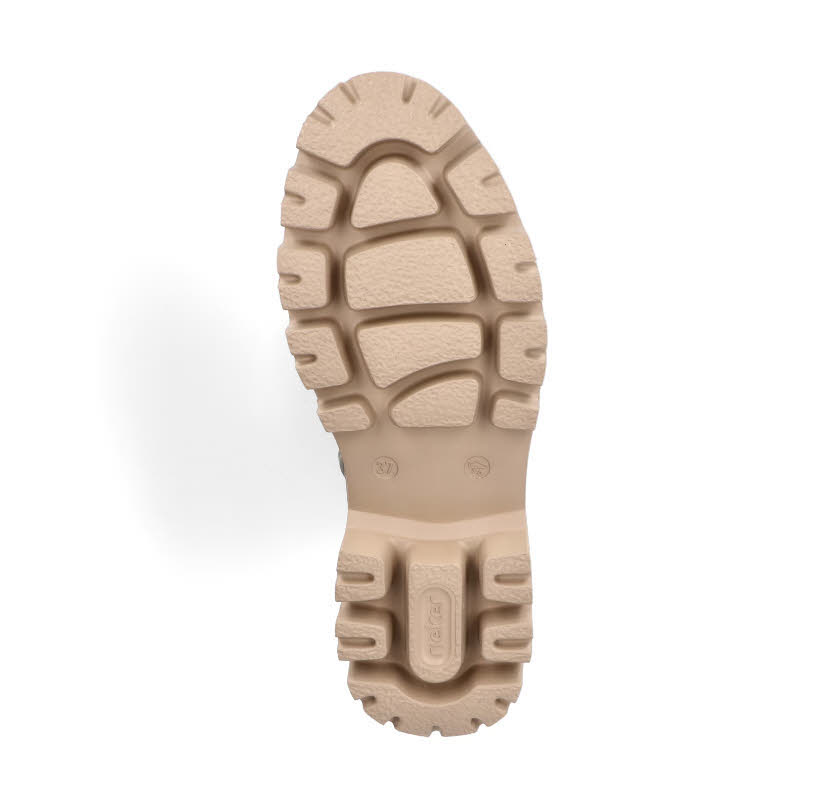 Rieker Damen Stiefelette Schnürer gefüttert Biker Boots braunbeige
