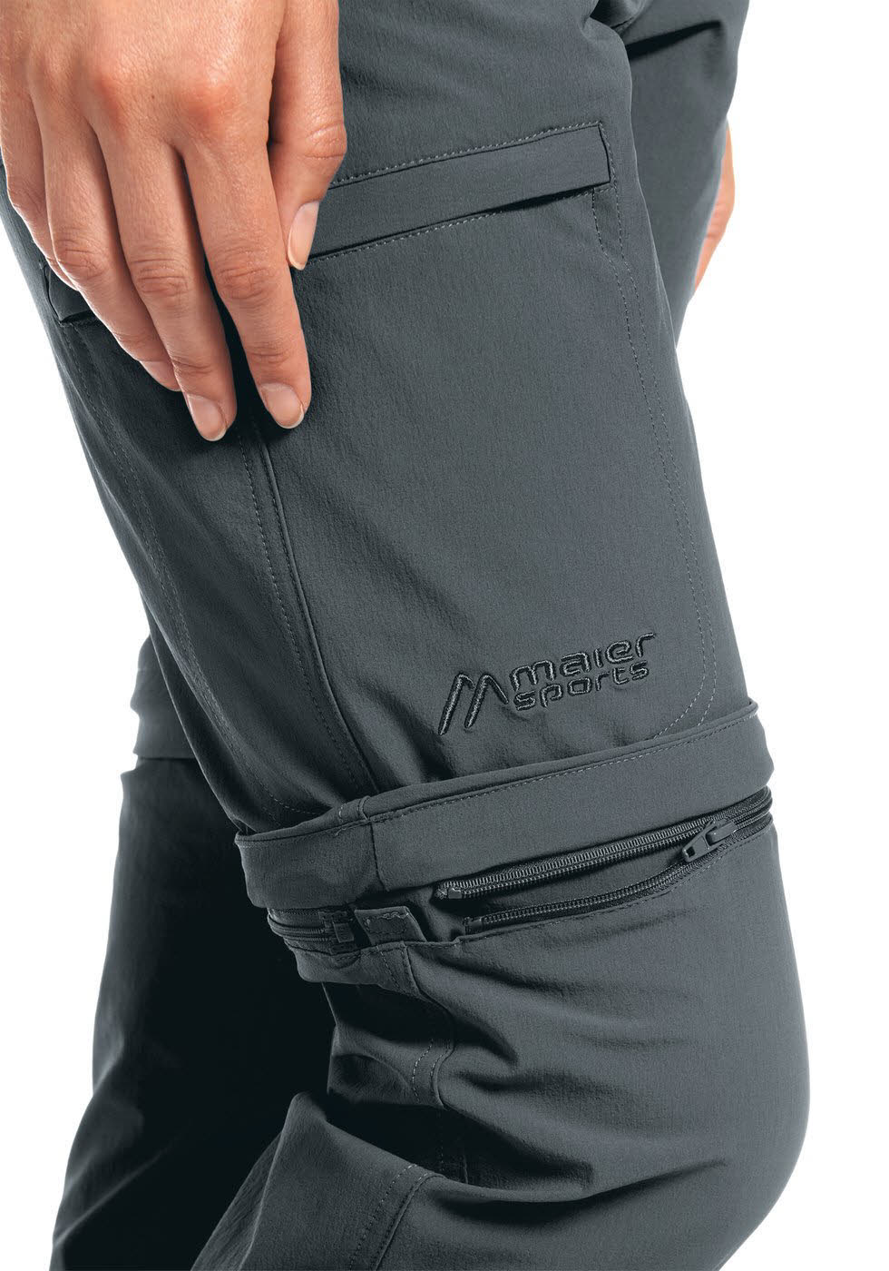 Maier Sports Wanderhose Inara Slim Zip Damen Funktion Outdoor Freizeit grau NEU
