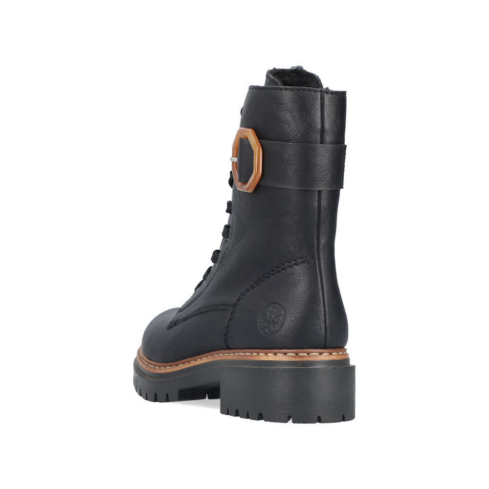 Rieker Damen Schnürstiefel Freizeitstiefel Stiefelette gefüttert schwarz