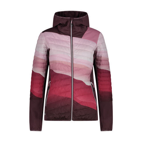 CMP Hybrid Damen Daunenjacke Rot Weiß Rosa