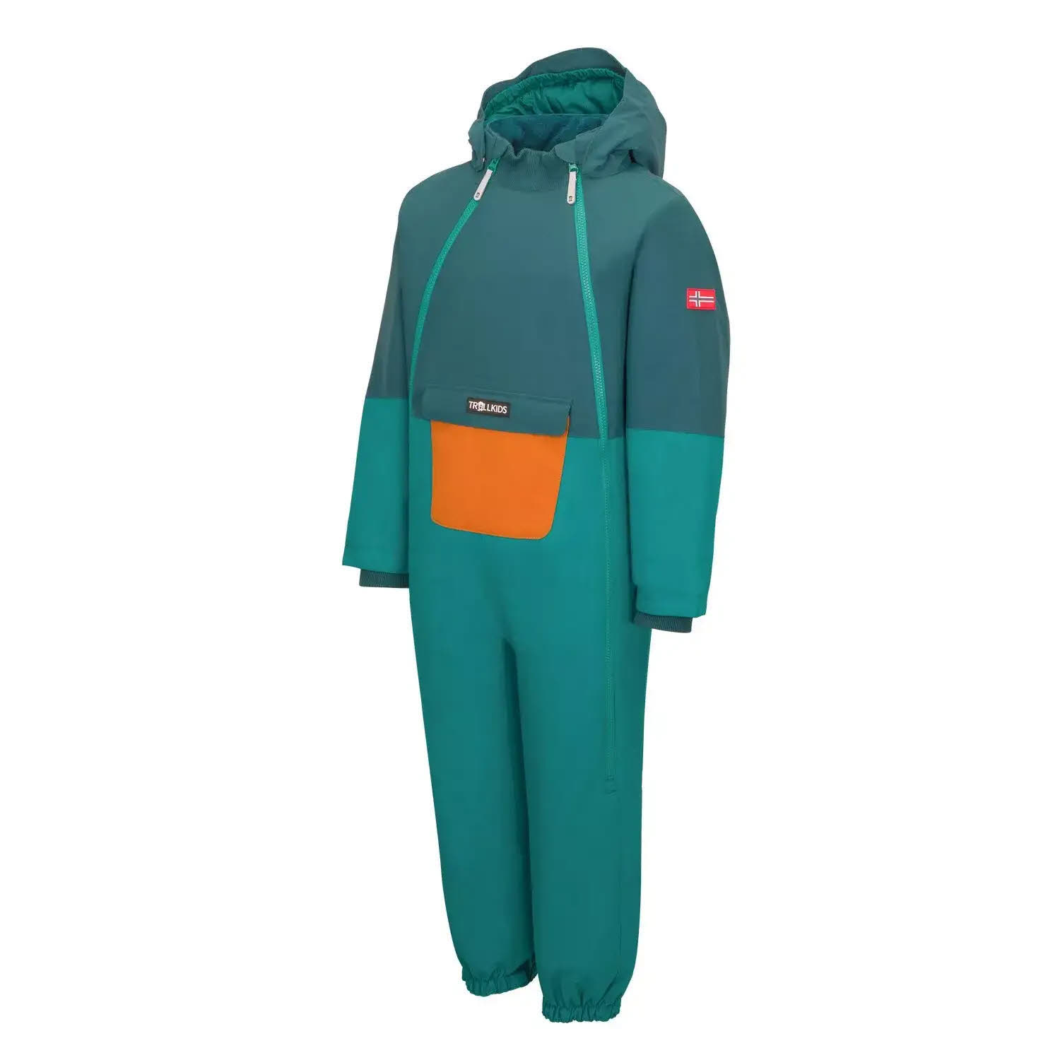 Trollkids Narvik Snowsuit Kinder Schneeanzug Overall mit Kapuze wasserdicht türkis