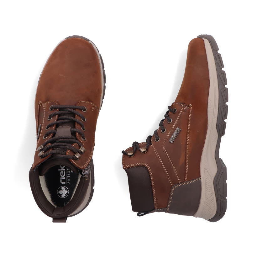Rieker Herren Schnürstiefel Kurzstiefel braun