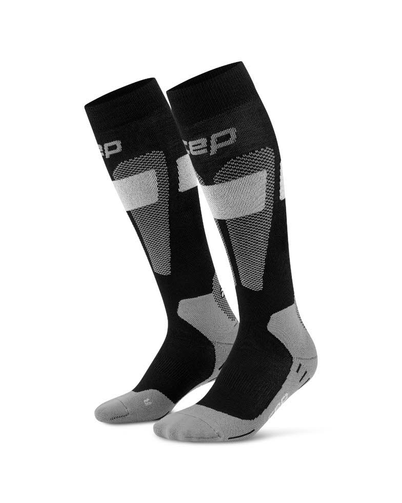 CEP SKI MERINO SOCKS TALL 3.0 Damen Skisocken Kompressionssocken black/grey