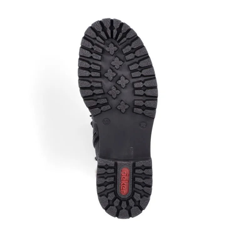 Rieker Kurillen Damen Schnürstiefel Lederstiefel schwarz