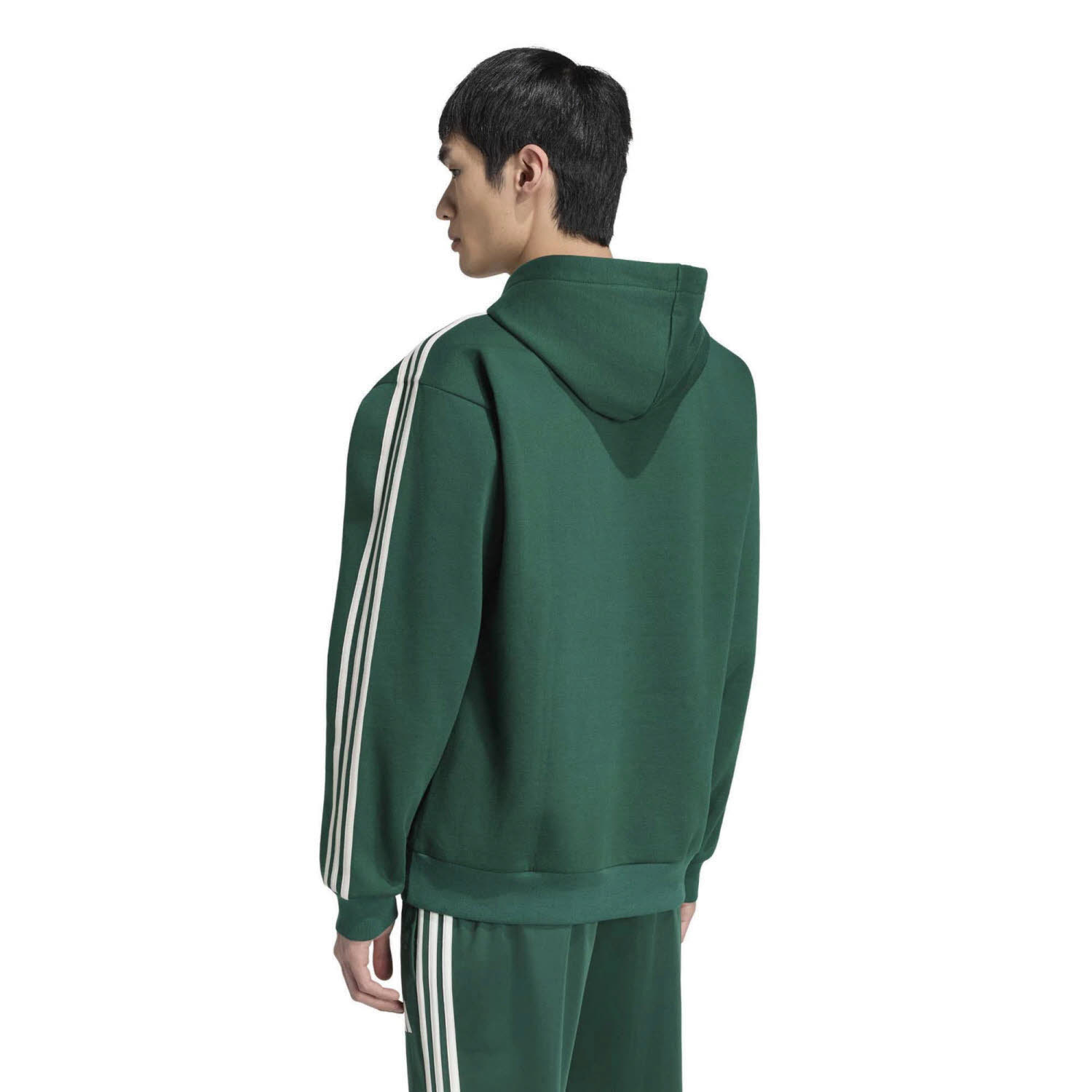 adidas Essentials 3-Stripes Fleece Herren Hoodie Kapuzenpullover grün