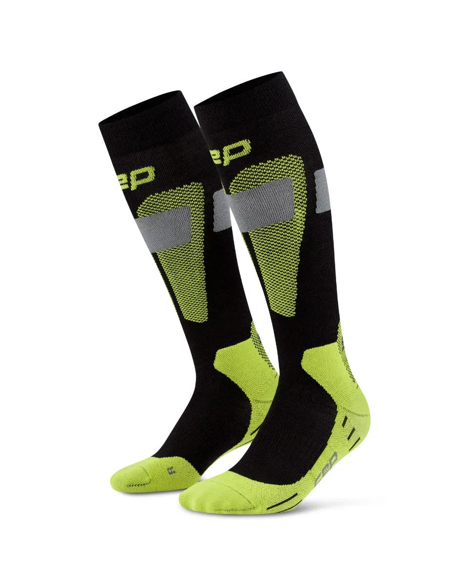 CEP SKI MERINO SOCKS TALL 3.0 Herren Skisocken Kompressionssocken black/lime