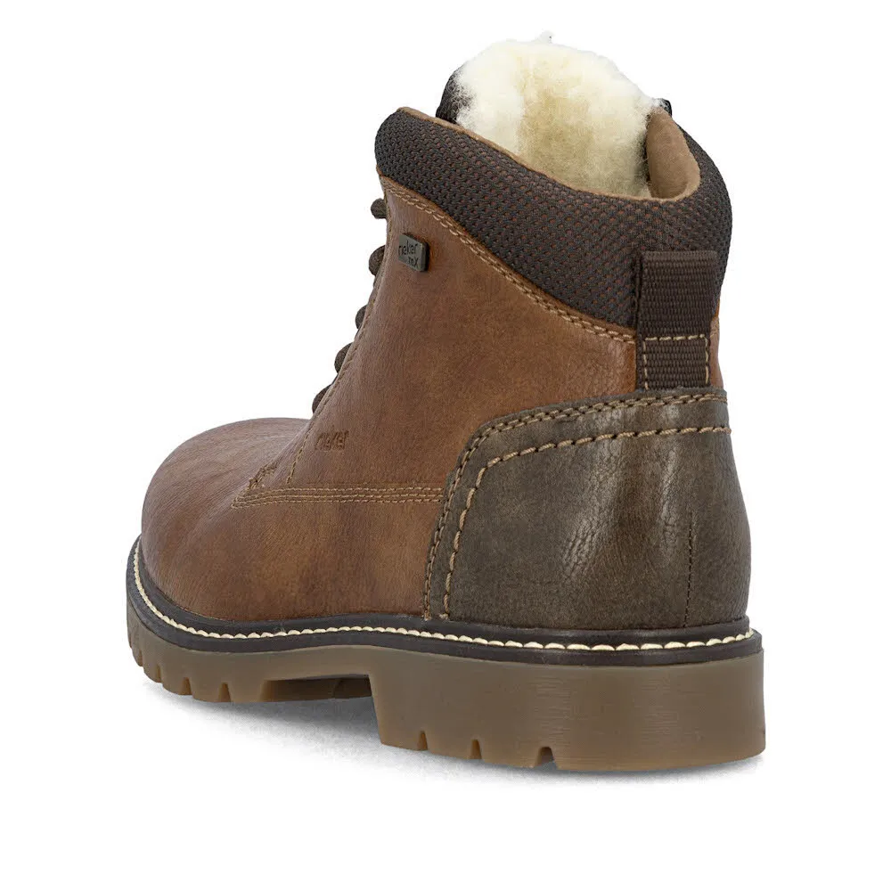 Rieker Herren Schnürstiefel Freizeitstiefel Stiefelette gefüttert braun
