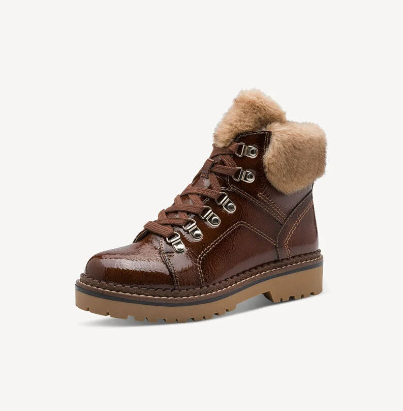 Tamaris Damen Schnürstiefel Stiefelette gefüttert braun