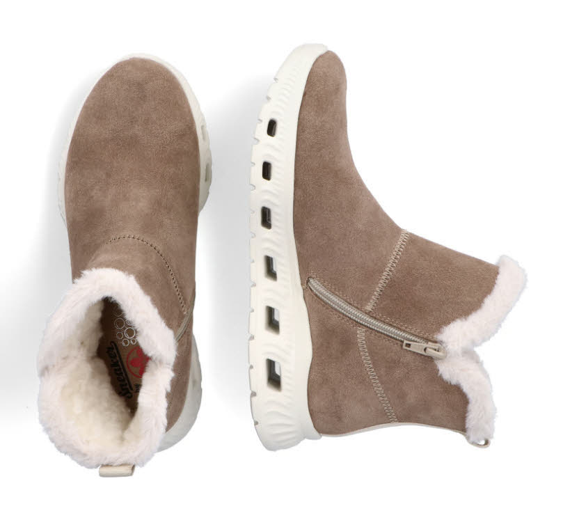 Rieker Damen Stiefelette Slipper Gefüttert Modeschuh Damen beigebraun