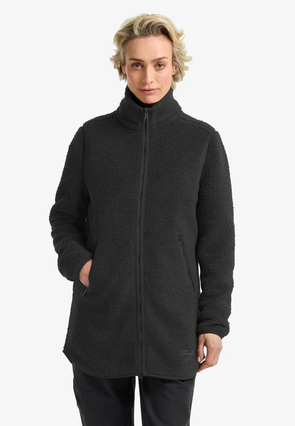 Jack Wolfskin High Curl Coat Damen Fleecemantel schwarz