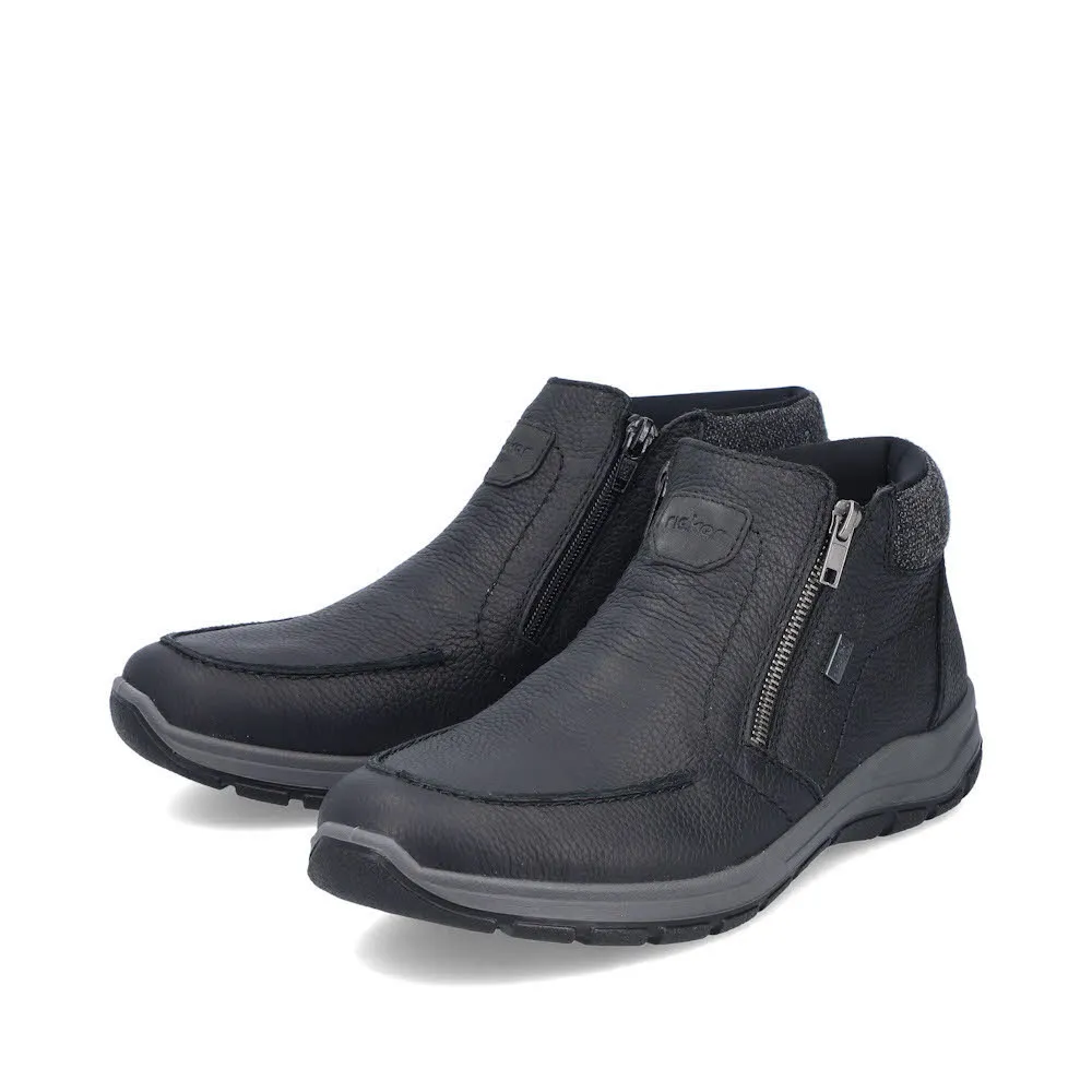 Rieker Kurzstiefel Herren Freizeitstiefel Slipper gefüttert schwarz
