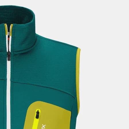 Ortovox Fleece Grid Vest Merino Atmungsaktiv Stretch Schnell Trocknend Herren Grün
