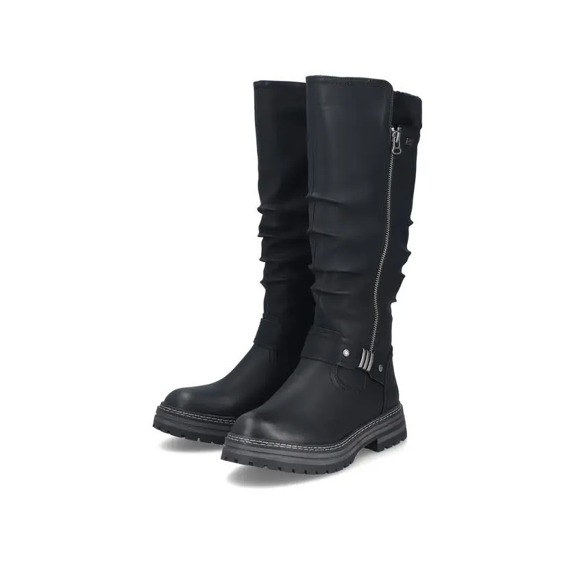 Rieker Hochschaftstiefel Damen Freizeitstiefel Stiefelette gefüttert schwarz
