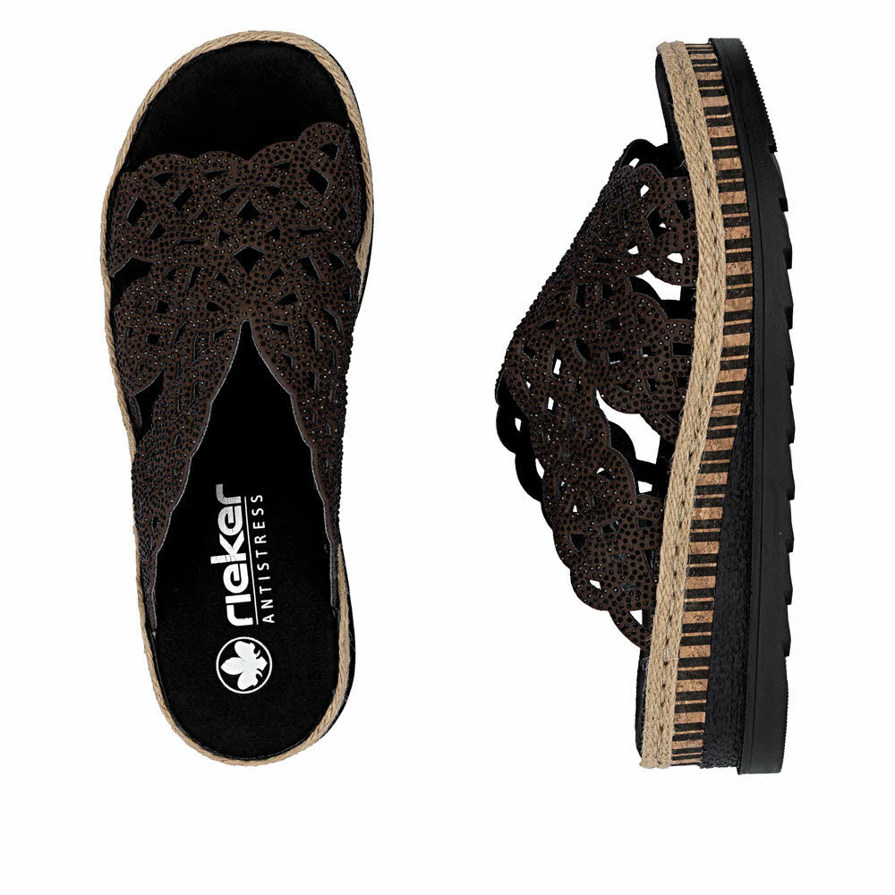 Rieker FSK Damen Pantoletten Sandalen braun