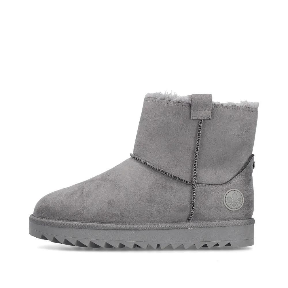 Rieker Kurzstiefel Damen Freizeitstiefel gefüttert grau