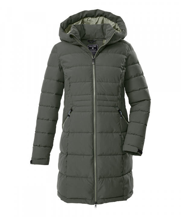 KILLTEC Regenjacke Damen Funktionsparka mit Kapuze grün-grau