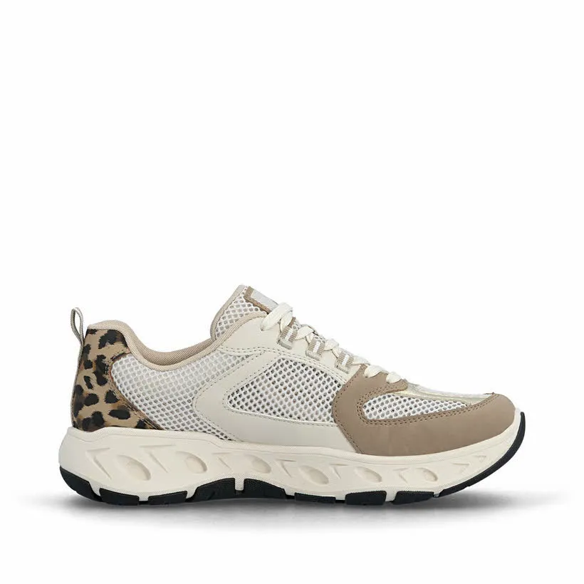 Rieker Damen Sneaker Halbschuhe low beige braun leoprint
